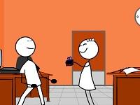 Stickman E Ragazza In Ufficio